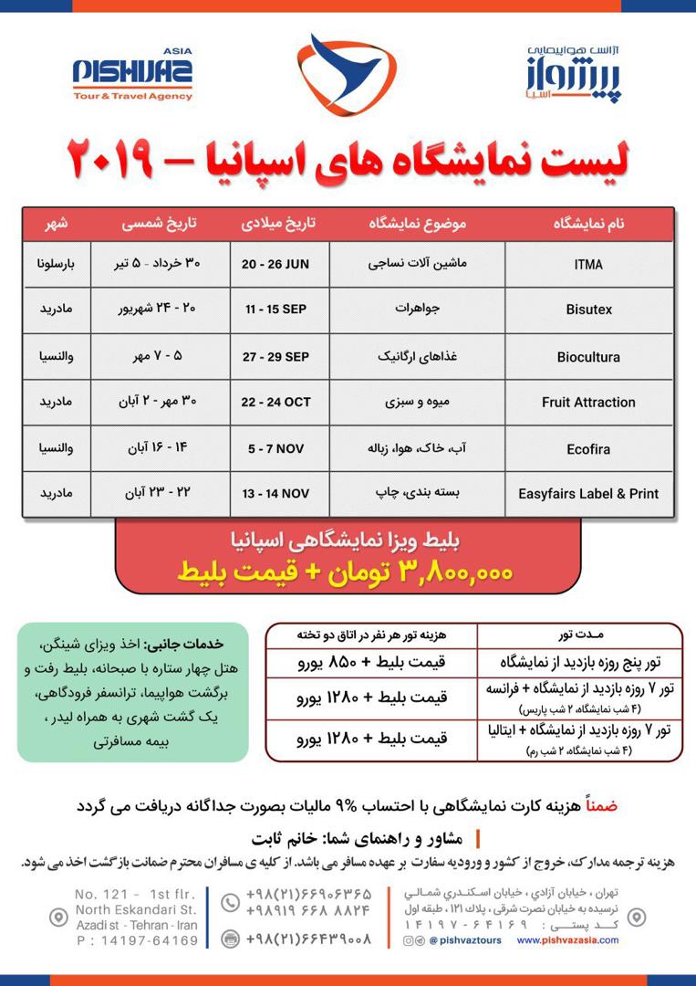 لیست نمایشگاه های اسپانیا 2019