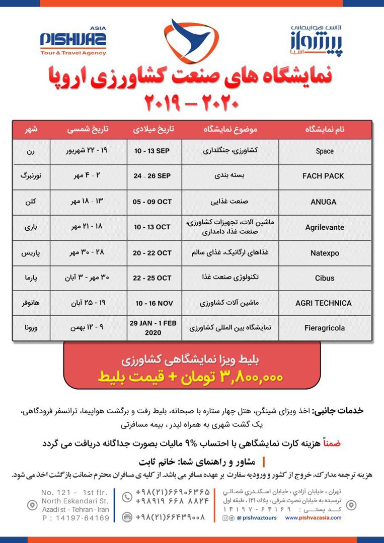 نمایشگاه های صنعت کشاورزی اروپا 2019 تا 2020